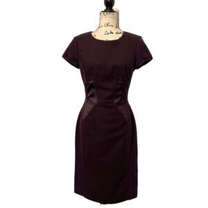 Club Monaco Women's Plum Wool Blend Short Sleeve Sheath Dress Size 6